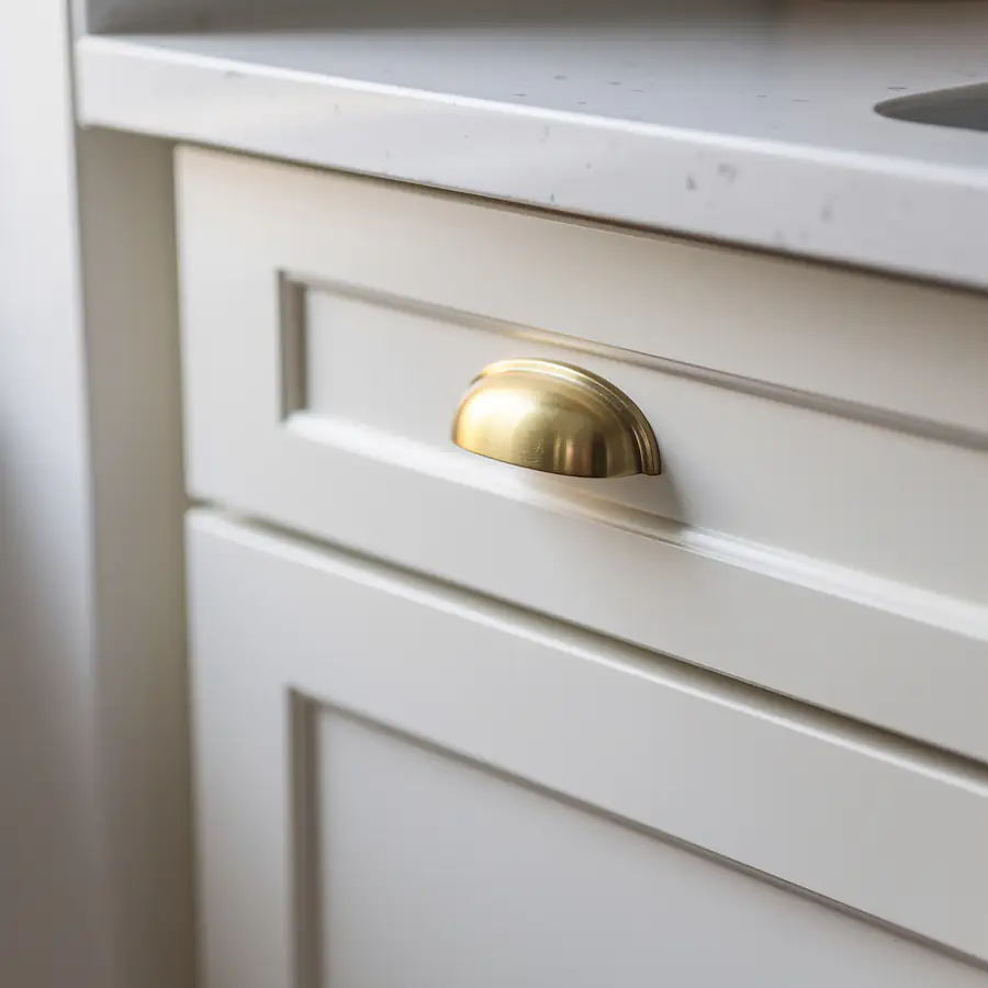 Close up of sprayed satin cabinet finish