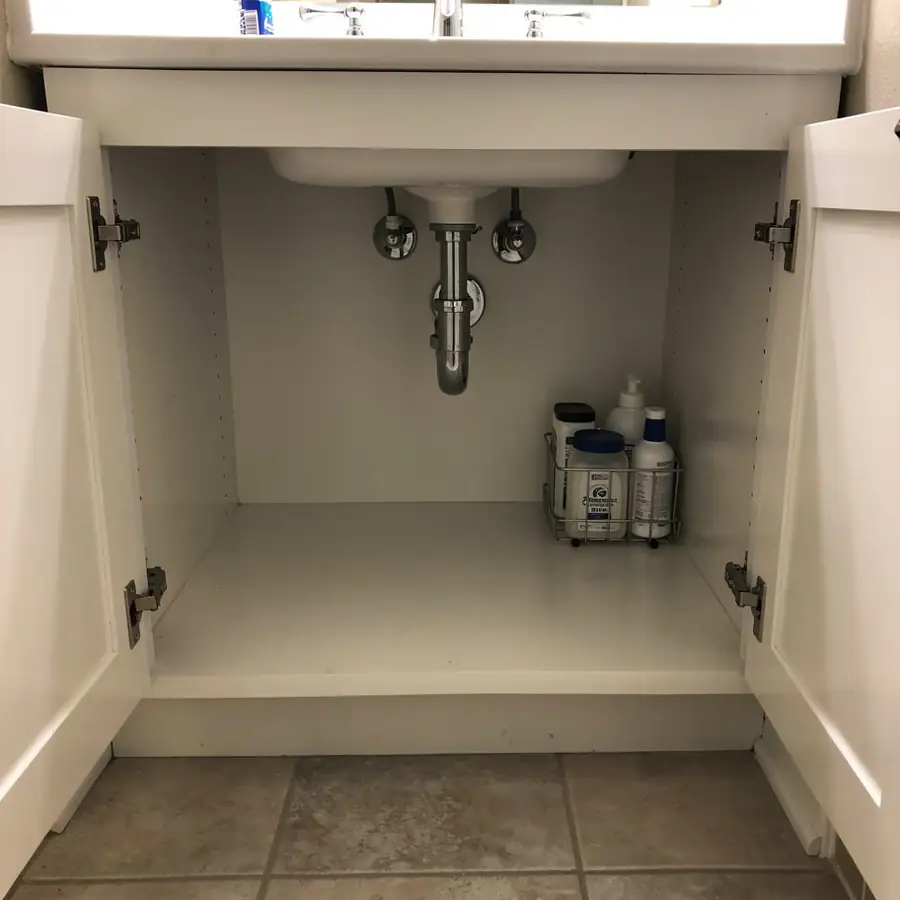 Dry sink base inside painted vanity