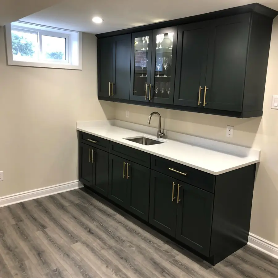 Painted basement bar cabinets in Hespeler Painted basement bar cabinets in Hespeler