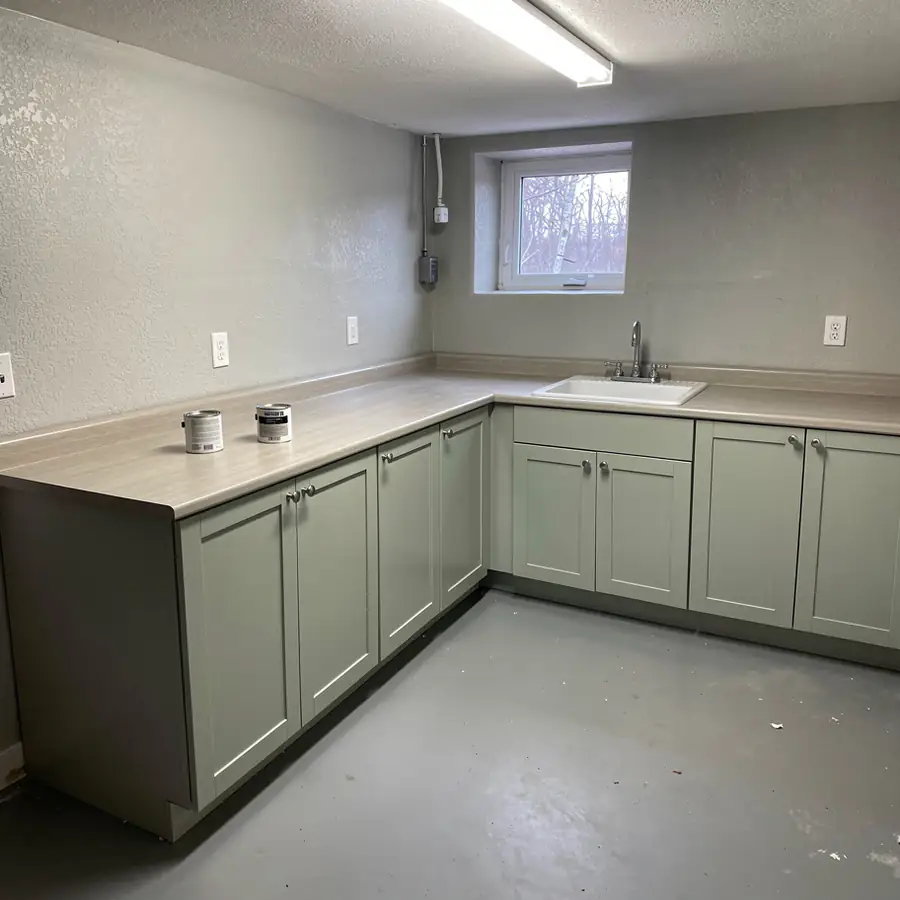 Painted basement utility cabinets in Puslinch Painted basement utility cabinets in Puslinch