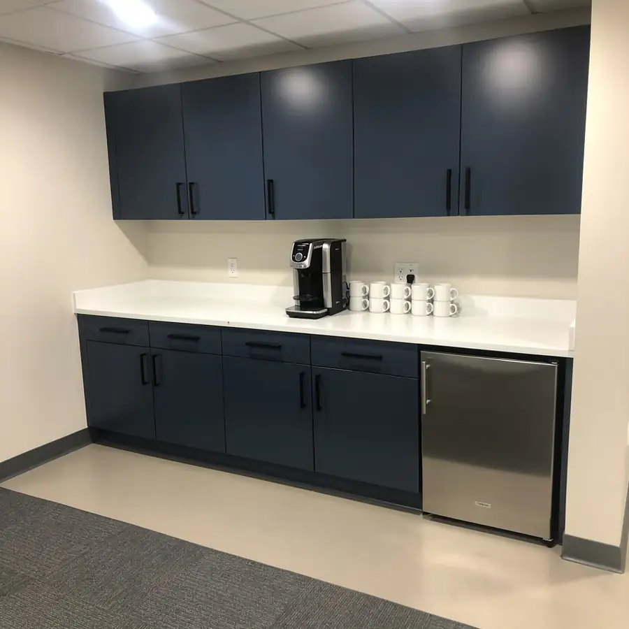 Painted office kitchenette cabinets in Waterloo