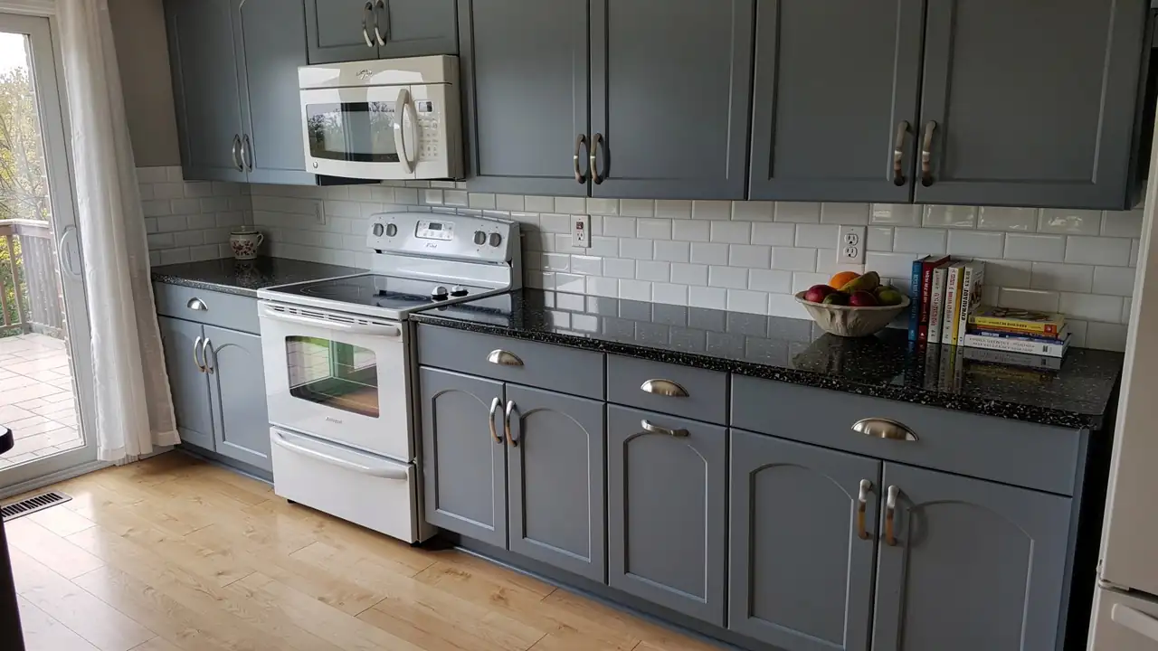 Painted thermofoil kitchen cabinets in Williamsburg Painted thermofoil kitchen cabinets in Williamsburg