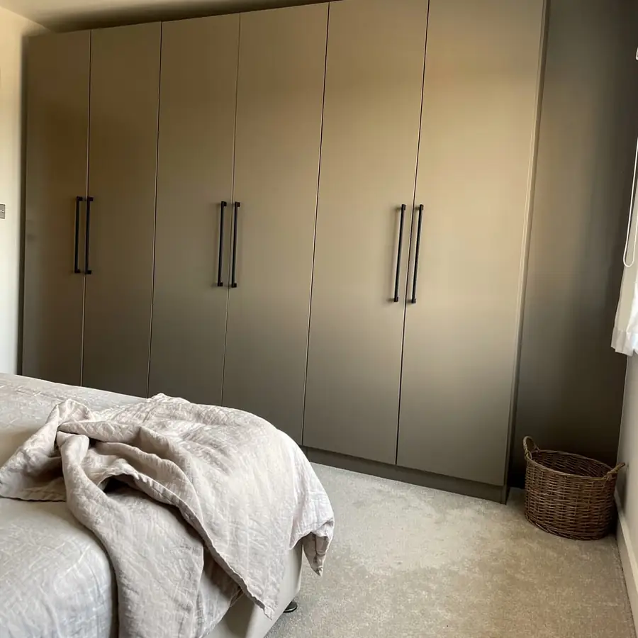Painted wardrobe doors in master bedroom