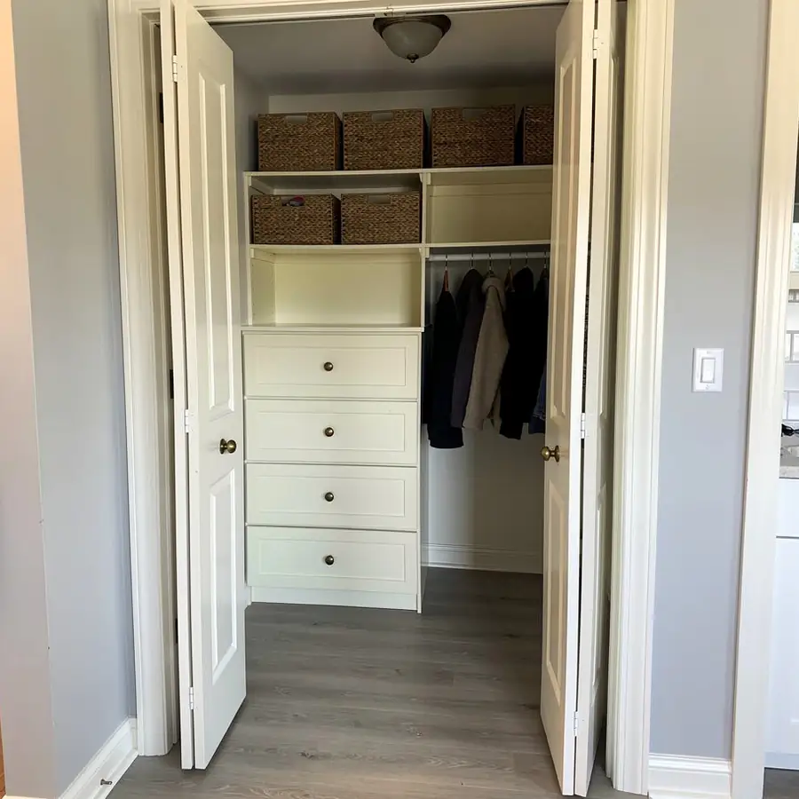 Reach-in closet built-in painted soft cream