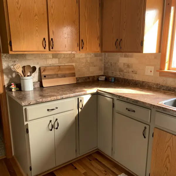 Revere Pewter painted oak kitchen in Cambridge