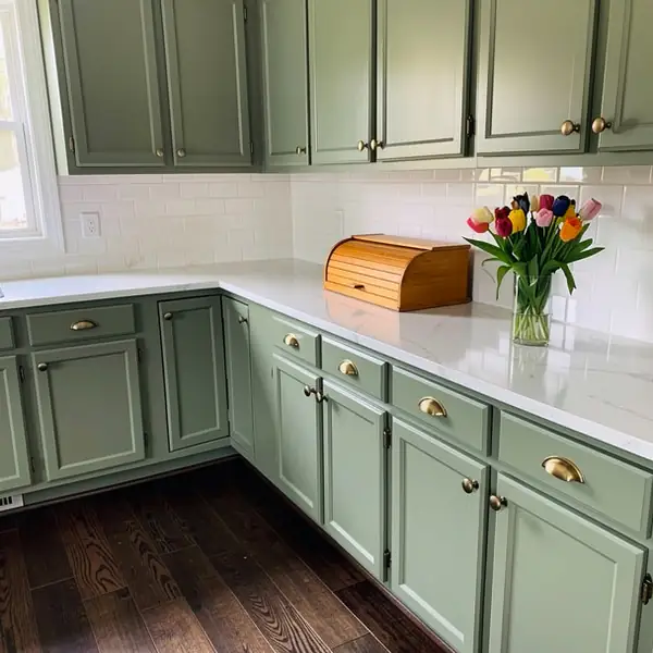 Saybrook Sage painted cherry kitchen in Waterloo