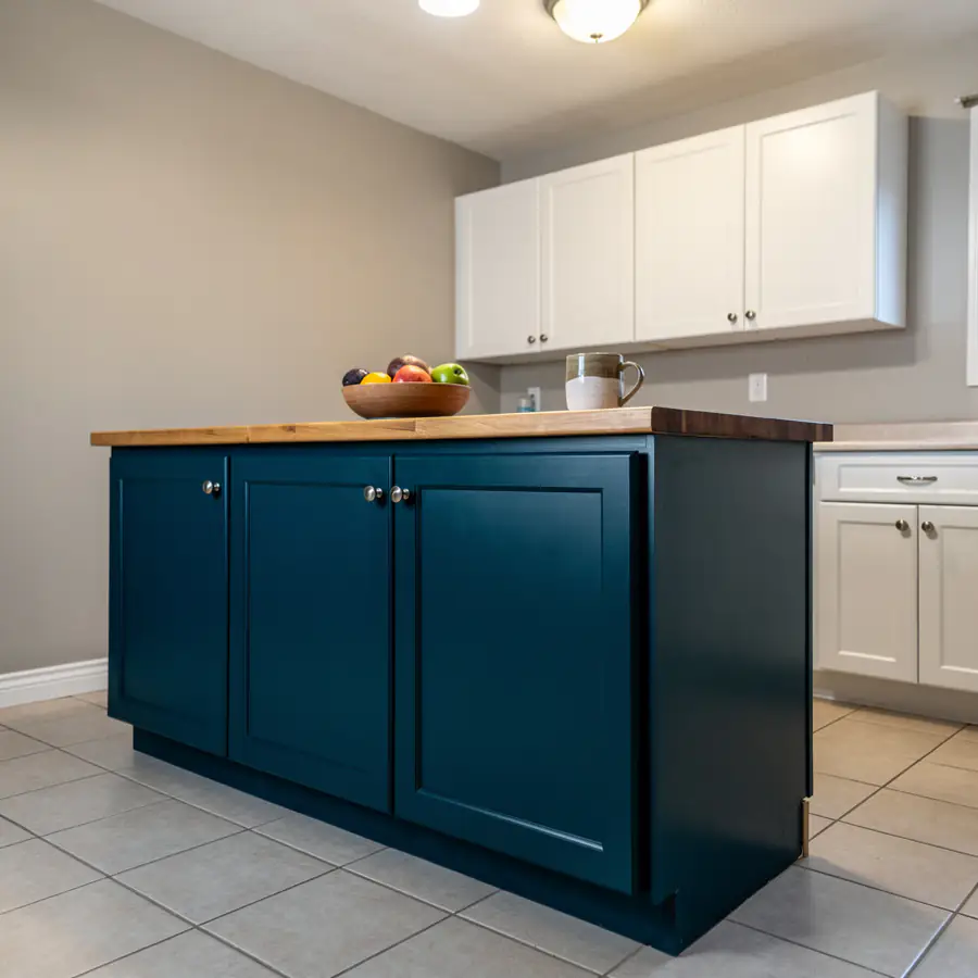 Small painted island in teal blue