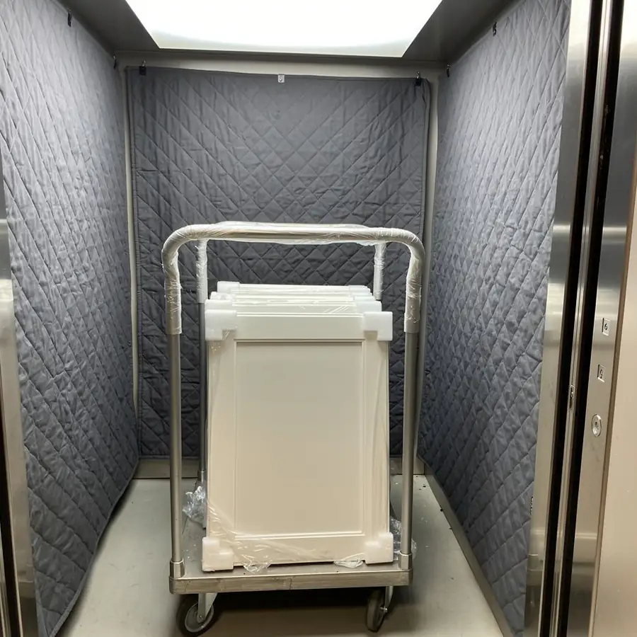 Wrapped painted doors in condo service elevator